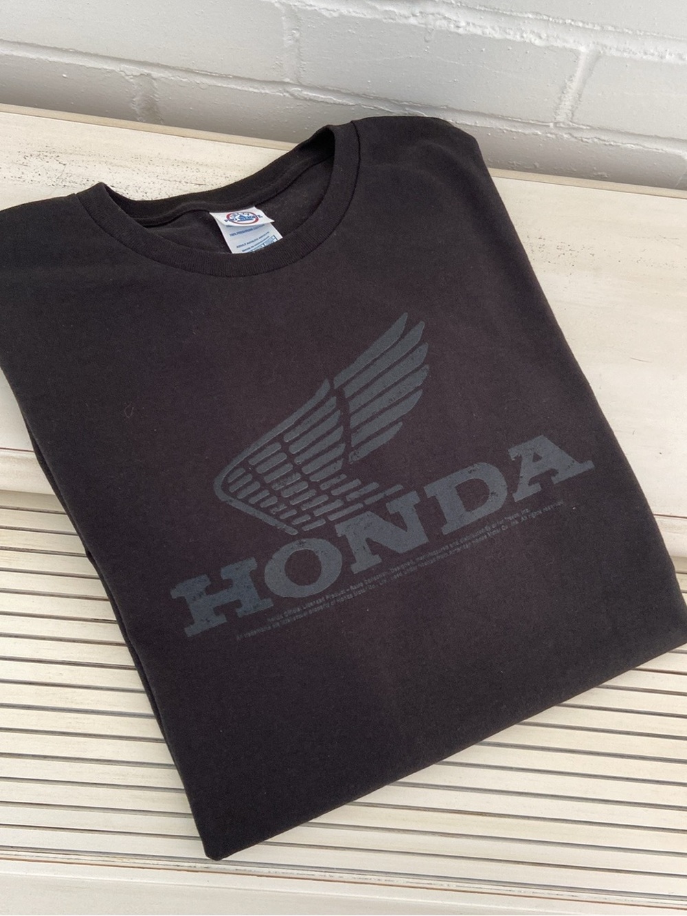 Mens Classic Old Style Original Honda Wing Black Logo Graphic T-Shirt  Size